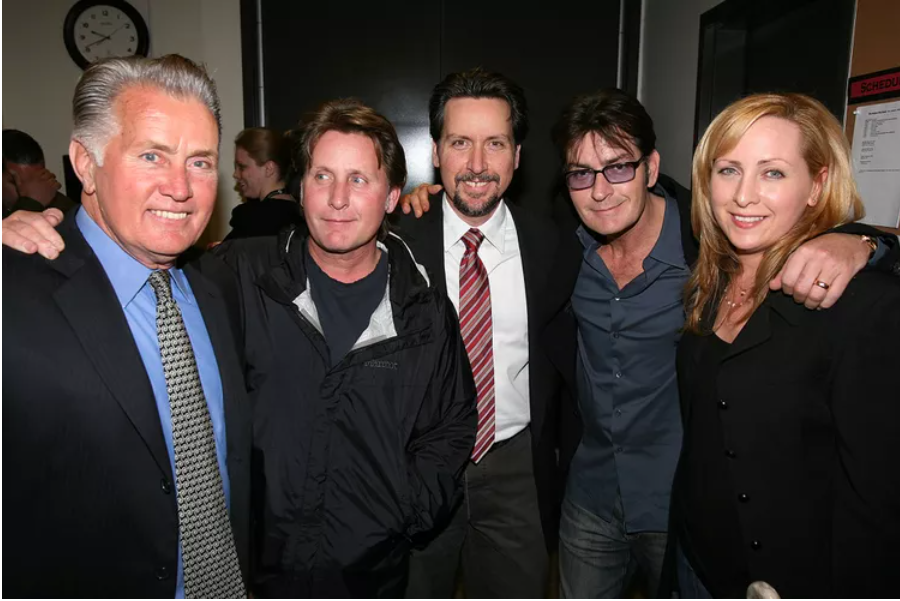 An image of Martin Sheen with his sons and daughter